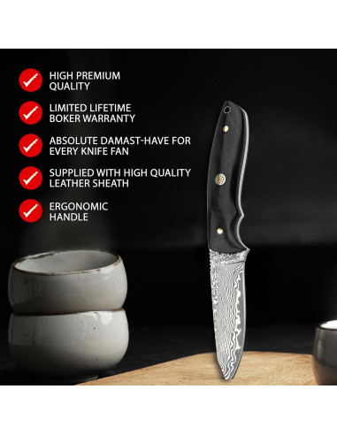 Cuchillo de Caza Boker Magnum Vernery Damasco 9.1 cm con Funda