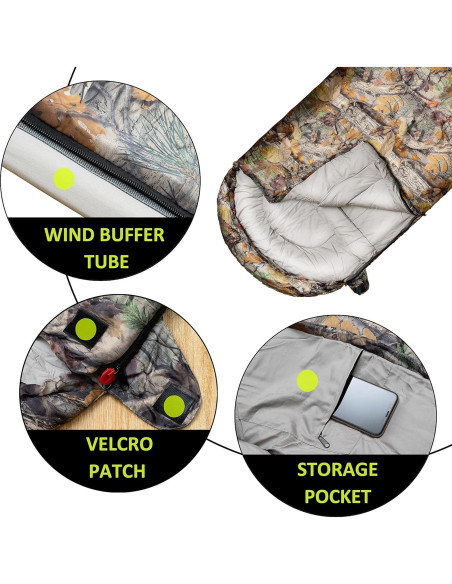 Saco de dormir Rioyalo 0C Camuflaje Forestal 220x78cm