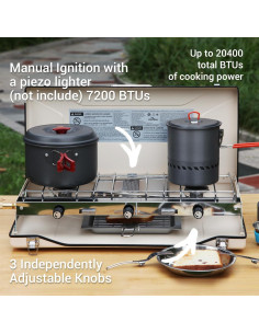 Estufa de Camping Portátil FineFlame 3 Quemadores 20400 BTU 2