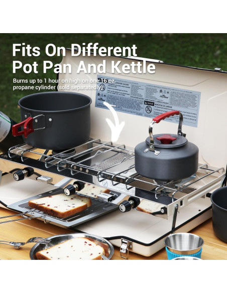 Estufa de Camping Portátil FineFlame 3 Quemadores 20400 BTU