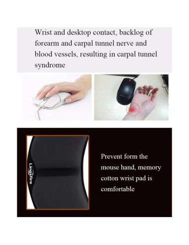 Reposamuñecas Ergonómico LINGSFIRE Espuma Viscoelástica Negro