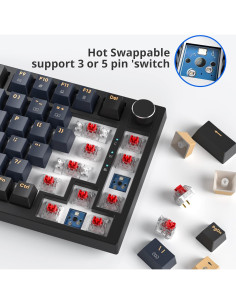 Teclado Mecánico Gaming Fogruaden 75% RGB Intercambiable Rojo 2