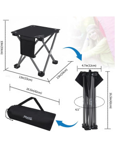 Taburete Plegable Roptat 2 Pack Compacto 33cm Negro 2