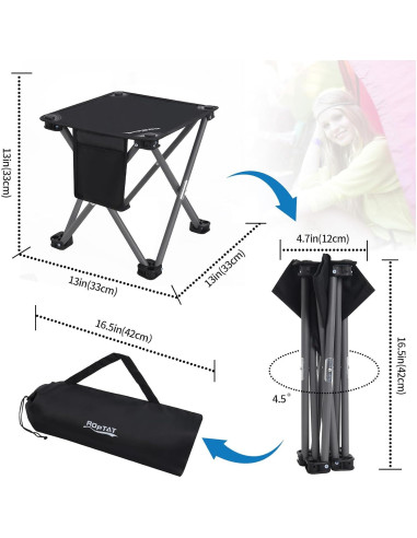 Taburete Plegable Roptat 2 Pack Compacto 33cm Negro