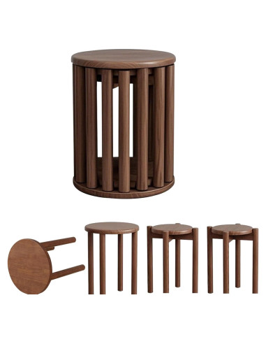 Juego de 4 Taburetes Apilables Fnylotusr Color Nogal 35.6cm