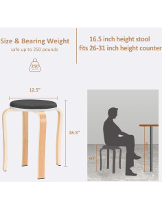 Taburetes de Madera Apilables WINZONE, Juego de 2 Beige 2