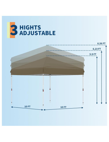 Carpa Plegable 3x3m HarmonyHealth Resistente al Agua Marrón
