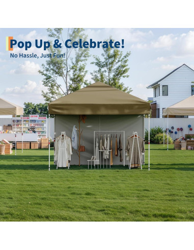 Carpa Plegable 3x3m HarmonyHealth Resistente al Agua Marrón