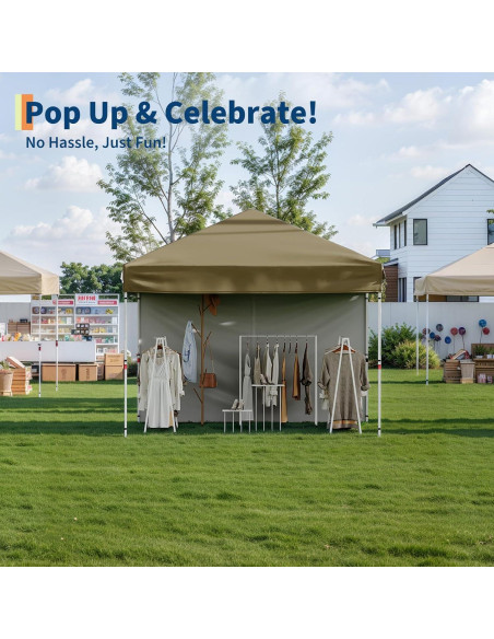 Carpa Plegable 3x3m HarmonyHealth Resistente al Agua Marrón