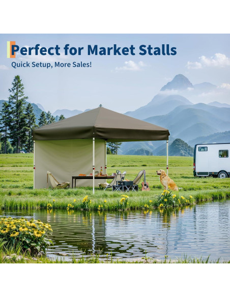 Carpa Plegable 3x3m HarmonyHealth Resistente al Agua Marrón