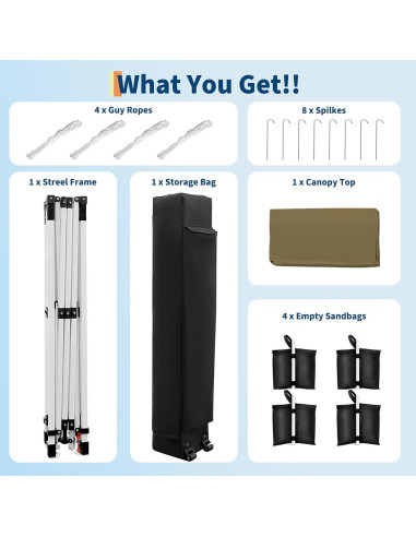 Carpa Plegable 3x3m HarmonyHealth Resistente al Agua Marrón