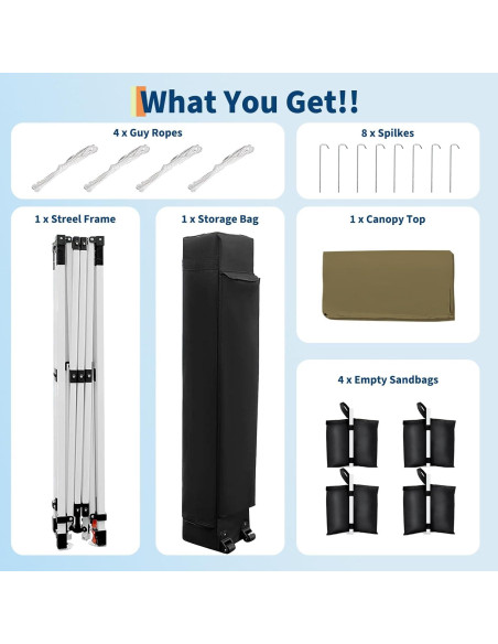 Carpa Plegable 3x3m HarmonyHealth Resistente al Agua Marrón