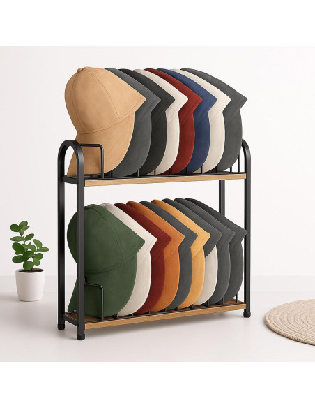 Soporte Organizador de Sombreros SWTYMIKI - 2 Niveles para 20 Gorras Soporte Organizador de Sombreros SWTYMIKI - 2 Niveles para 20 Gorras