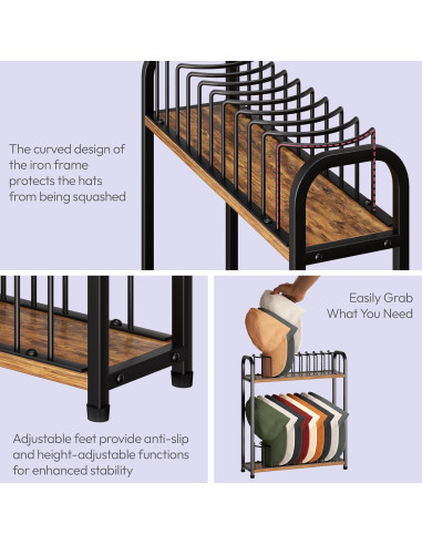 Soporte Organizador de Sombreros SWTYMIKI - 2 Niveles para 20 Gorras