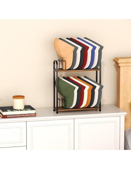 Soporte Organizador de Sombreros SWTYMIKI - 2 Niveles para 20 Gorras Soporte Organizador de Sombreros SWTYMIKI - 2 Niveles para 20 Gorras
