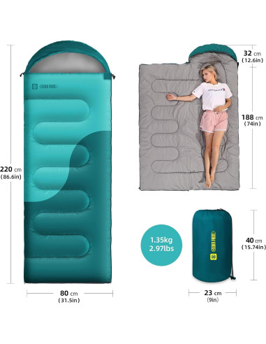 Saco de dormir ligero ESOKA PRON 220x80 cm impermeable