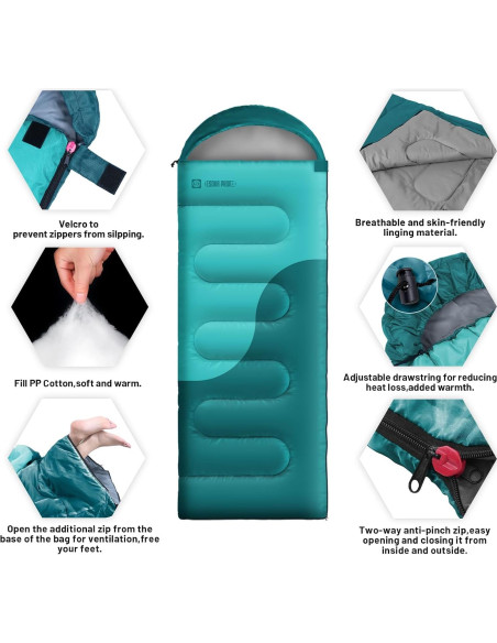 Saco de dormir ligero ESOKA PRON 220x80 cm impermeable Saco de dormir ligero ESOKA PRON 220x80 cm impermeable
