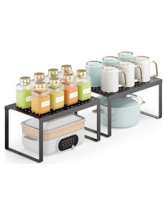 Estantes Apilables DOLALIKE para Cocina - Organizador Expandible Negro
