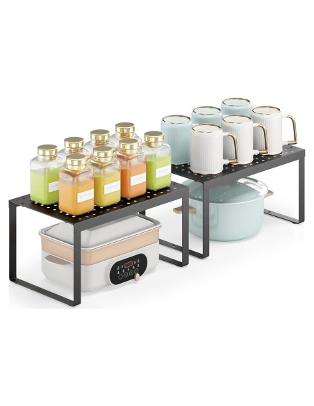 Estantes Apilables DOLALIKE para Cocina - Organizador Expandible Negro