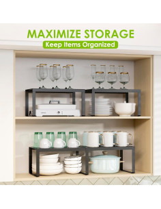 Estantes Apilables DOLALIKE para Cocina - Organizador Expandible Negro 2