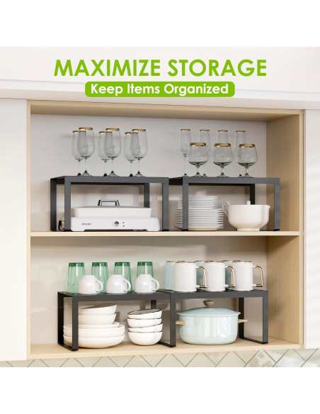 Estantes Apilables DOLALIKE para Cocina - Organizador Expandible Negro