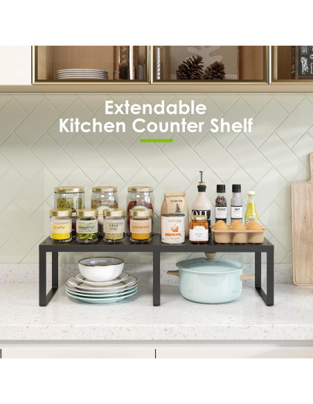 Estantes Apilables DOLALIKE para Cocina - Organizador Expandible Negro