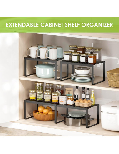 Estantes Apilables DOLALIKE para Cocina - Organizador Expandible Negro