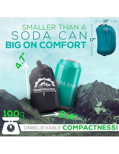 Almohada Inflable Camping Gear Doctors Azul 30.5x43.2cm