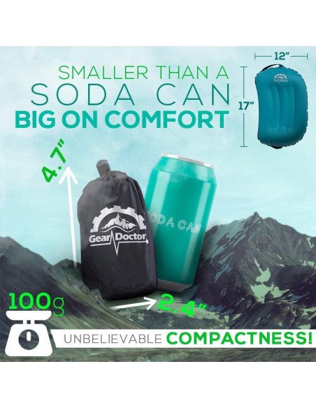 Almohada Inflable Camping Gear Doctors Azul 30.5x43.2cm