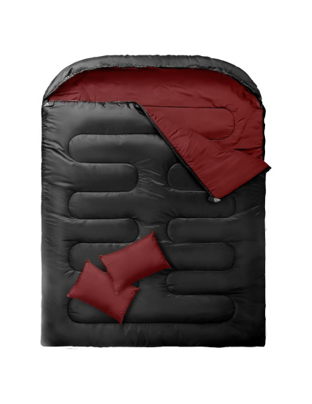 Saco de dormir MEREZA Doble XL para 2 personas - Rojo Burdeos