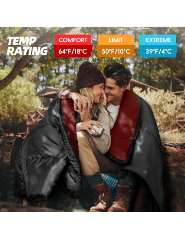 Saco de dormir MEREZA Doble XL para 2 personas - Rojo Burdeos