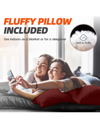 Saco de dormir MEREZA Doble XL para 2 personas - Rojo Burdeos