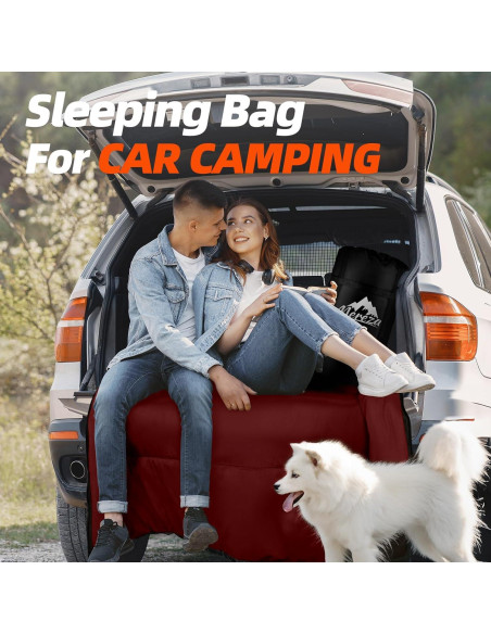 Saco de dormir MEREZA Doble XL para 2 personas - Rojo Burdeos