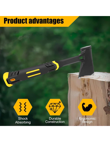 Hacha de Camping DESHIL 14" (35.56 cm) Acero Carbono Fibra Vidrio