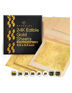 Hojas de Oro Comestible BeePoint 24K 10 Pcs 8x8 cm