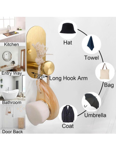 Ganchos Adhesivos TocTen de Acero Inoxidable Oro Cepillado - 3 Paquete 2