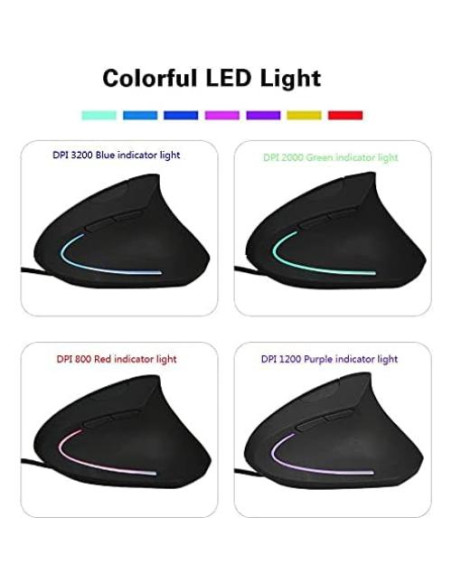 Ratón Vertical Ergonómico Soke-Six USB 3200 DPI Ajustable