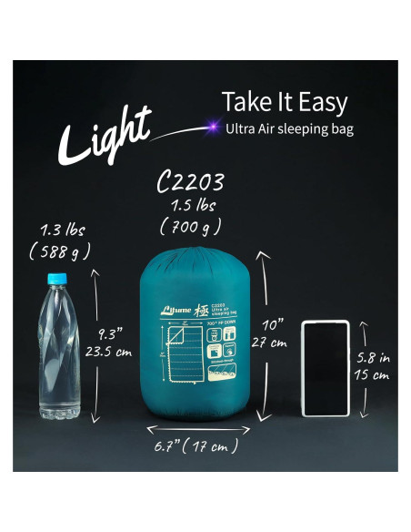 Saco de Dormir Litume C2203 de Plumas 3 Temporadas 396g