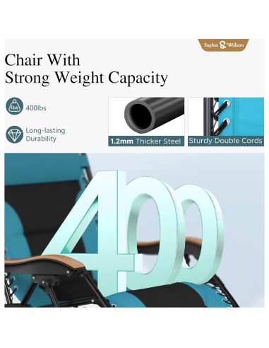 Silla de Gravedad Cero Acolchada Sophia & William Aqua 181 kg