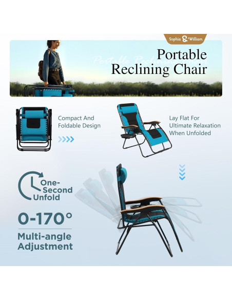 Silla de Gravedad Cero Acolchada Sophia & William Aqua 181 kg