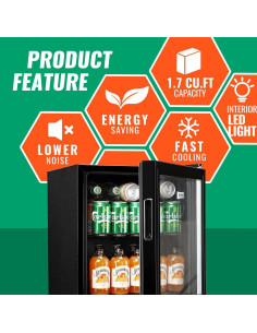 Mini Refrigerador WANAI 58 Latas 1.7 Pies Cúbicos Negro 2