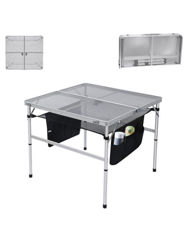 Mesa Cuadrada Plegable Nice C 60CM Ajustable Blanca