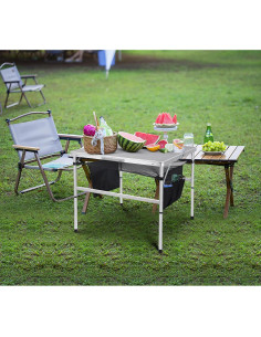 Mesa Cuadrada Plegable Nice C 60CM Ajustable Blanca 2