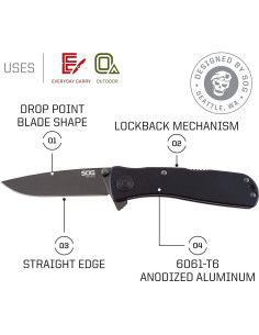 Cuchillo Plegable SOG Twitch II 5.08cm Acero AUS-8 Negro 2
