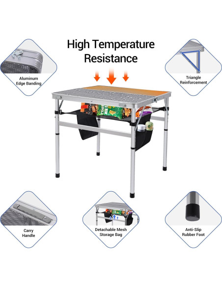 Mesa Cuadrada Plegable Nice C 60CM Ajustable Blanca