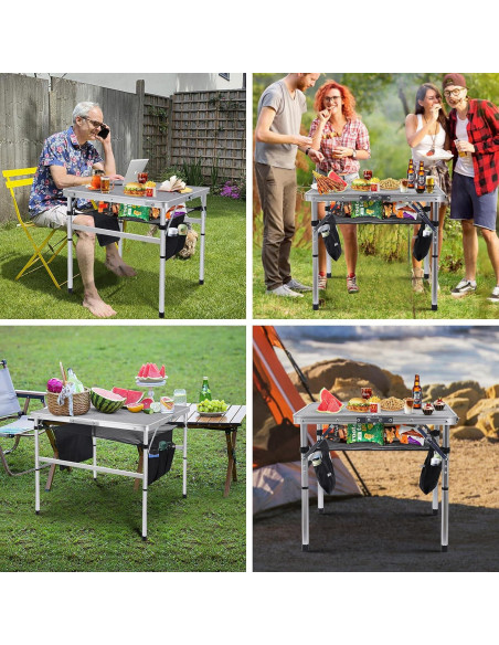 Mesa Cuadrada Plegable Nice C 60CM Ajustable Blanca