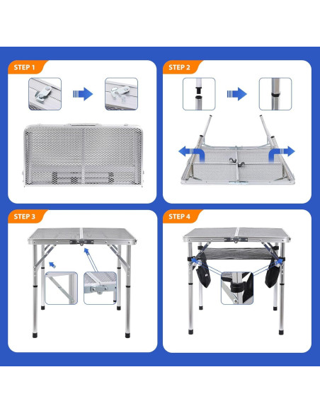 Mesa Cuadrada Plegable Nice C 60CM Ajustable Blanca