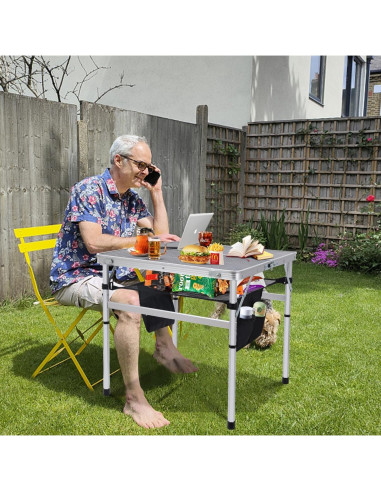 Mesa Cuadrada Plegable Nice C 60CM Ajustable Blanca