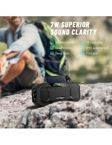 Radio de Emergencia Portátil Libovgogo AM FM Bluetooth 5000mAh