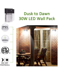 Luz de Pared LED SZGMJIA 30W 4050lm IP65 Fotocélula 2